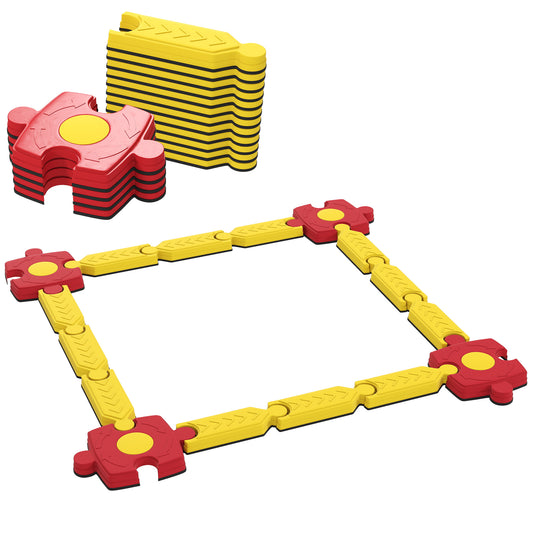 Balansparcours Kind – Balansset – Evenwichtsbaan – Motoriekspel – Speelparcours – Geel/Rood – Duurzaam Kunststof – Flexibel Modular