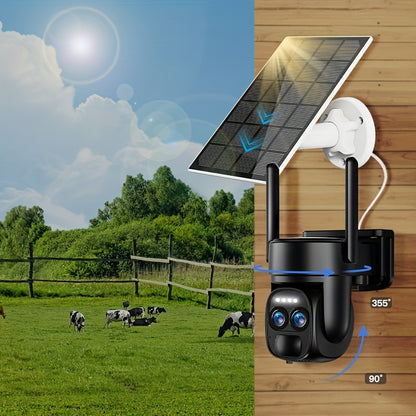 Solar Beveiligingscamera – Slimme Beveiligingscamera – Draadloze Camera – Buiten Camera – 360° Panoramisch Zicht – 2K HD Beeldkwaliteit