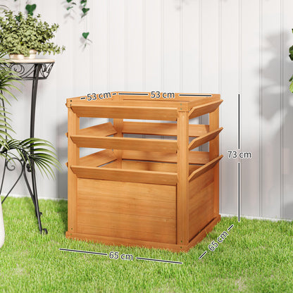 Raised Garden Bed with Trellis, Wooden Planter Box with Climbing Frame, 65 x 65 x 60 cm, Caramel Brown