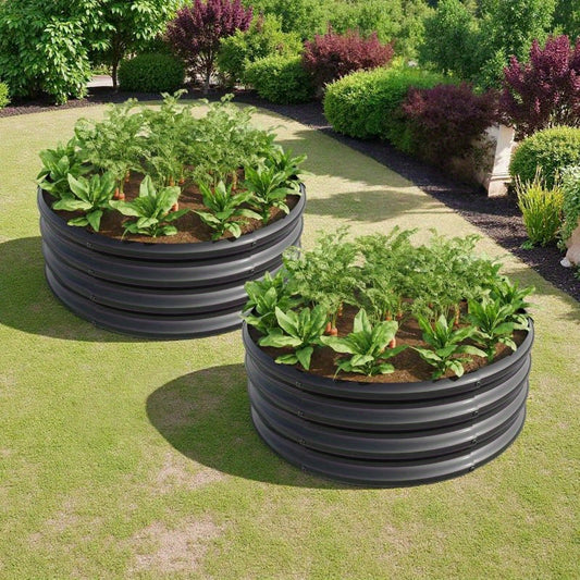 Plantenbak – Verhoogd Plantenbed – Bloembak – Tuinbak – Balkonbak – Zwart 60,96x60,96 cm 2-pack – Gegalvaniseerd Staal – Weerbestendig & Duurzaam