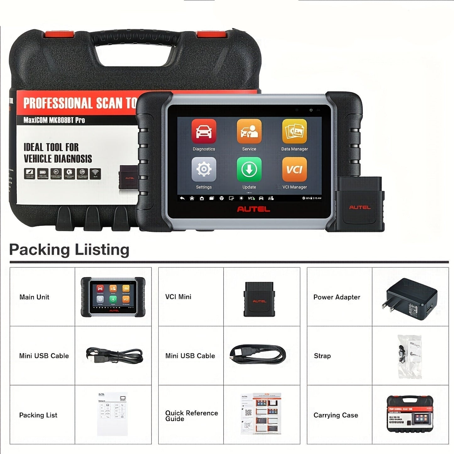 Diagnoseapparaat Auto – OBD2 Scanner – Auto Diagnosetool – Motor Uitleesapparaat – Bi-Directionele Controle – 28+ Servicefuncties – Injector Codering – ABS Bleed Functie