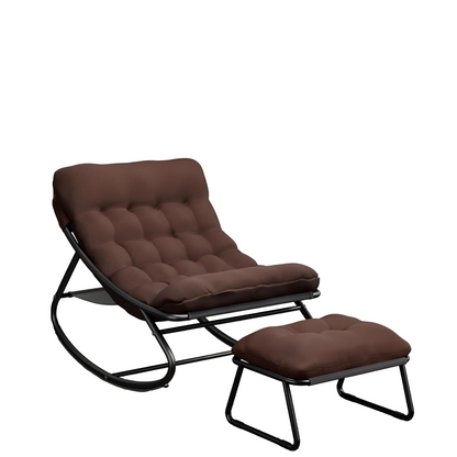 Schommelstoel – Relaxstoel – Fauteuil – Loungestoel – Schommelstoel Met Voetenbank – Met Gevoerd Kussen – Met Metalen Frame – Draagkracht Tot 150 Kg - Karmozijnrood