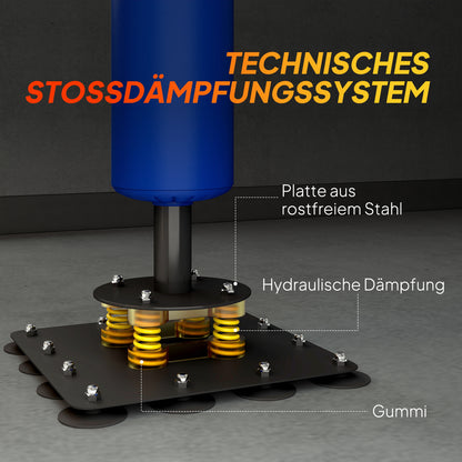 Bokszakstandaard – Bokspaal – Boksbalstandaard – Punchingball – Kickpad – Verstelbaar in Hoogte – Stalen Constructie – Blauw