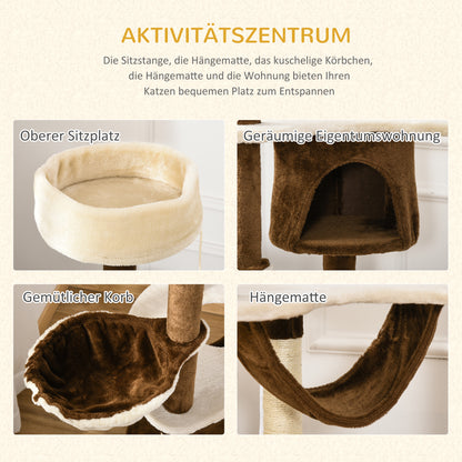 Krabpaal – Kattenboom – Kattenhuis – Kattentoren – Krabmeubel – Plush Bekleding – 65x50x153 cm Groot