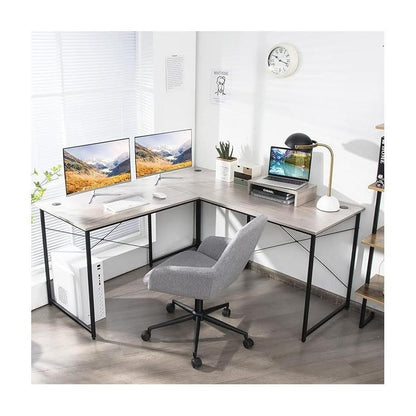 Hoekbureau – Bureau – Werkplek – Computertafel – Bureauhoek – Grijs – 150x150 cm – Robuust Metalen Frame – Ergonomische Monitorstandaard