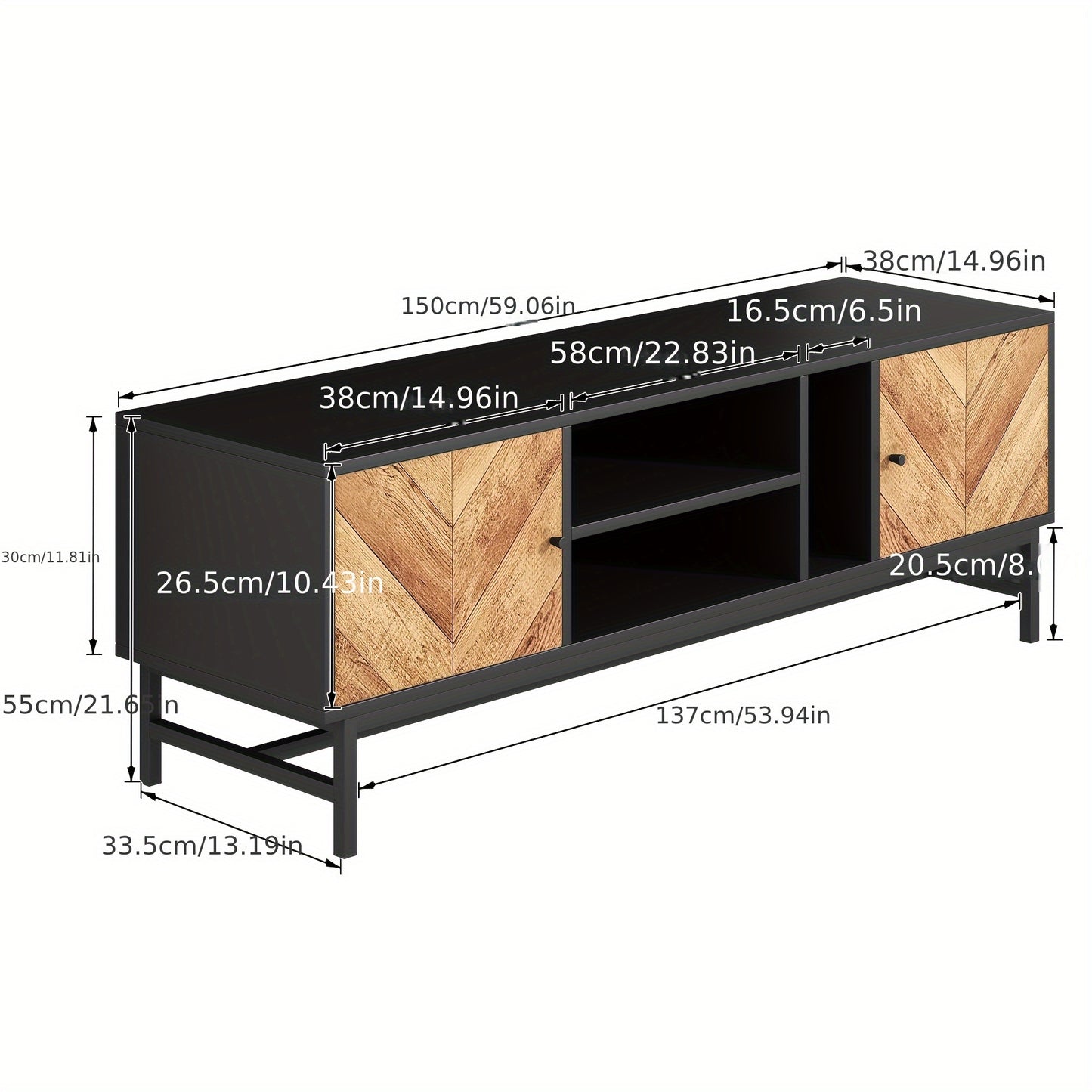 TV Meubel – TV Kast – TV Stand – Mediameubel – Meubel – 150 cm – Houtvezelplaat Zwart – Multifunctionele Opbergruimte