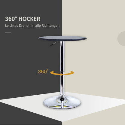Bartafel – Barkruktafel – Sta-tafel – Hoge tafel – Verstelbare bartafel – Zwart – Verstelbare hoogte 63-93 cm – Waterafstotend faux leren blad