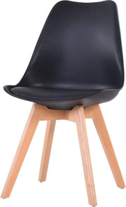 Eetkamer stoelen - Set van 4 - Met Zitvulling Kuipstoel - Tulpen Plastic - Eetkamerstoel - Zwart