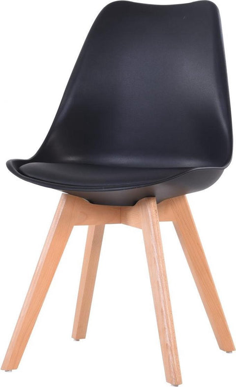 Eetkamer stoelen - Set van 4 - Met Zitvulling Kuipstoel - Tulpen Plastic - Eetkamerstoel - Zwart