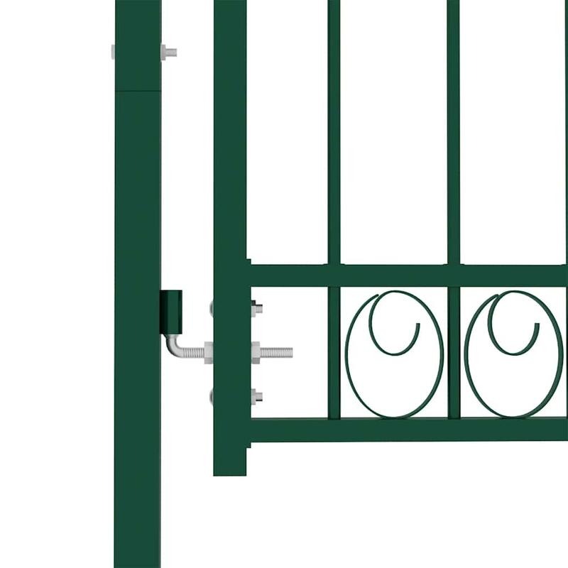 Groene Metalen Tuinpoort – Tuinhek – Toegangspoort – Erfpoort – Opritpoort – Boogvormig Ontwerp – 100 x 100 cm – Weerbestendig Staal Met Slot