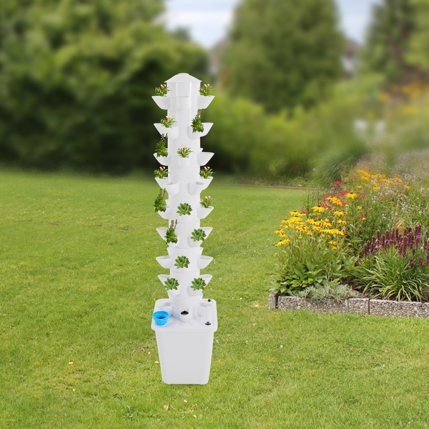 Hydroponische Kweektoren – Verticale Moestuin – Hydrocultuur Systeem – Plantentoren – Groeitoren – 9 Lagen Met 45 Plantgaten – Waterpomp Met 10L Tank – Compact Ruimtebesparend