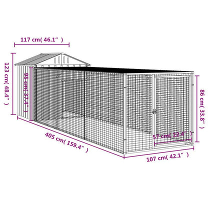 Kippenhok – Kippenren – Pluimveehok – Buitenhok – Dierenhok – Antraciet – 117x405x123 cm – Gegalvaniseerd Staal – Ruime Loopruimte – Duurzaam & Weerbestendig