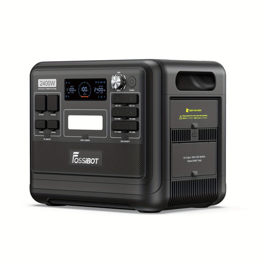 FOSSiBOT F2400 Solar Generator, 2048 W LiFePO4 Battery Backup with 2400 W 3 X AC Outputs (4800 W Peak), Portable Power Station for Home Use, RV, Car, Outdoor, Camping, Travelling, Fishing
