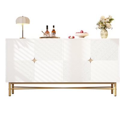 Dressoir – Kast – Opbergkast – Buffetkast – Ladekast – Modern Wit – Gouden Handgrepen – 160 cm Breed – Duurzaam Niet-Houten Materiaal