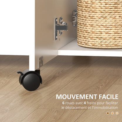 Opvouwbare Keuken- en Eettafel – Uitklapbare Tafel – Inklapbare Tafel – Verrijdbare Tafel – Ruimtebesparende Tafel – Wit – 2 Lades & Kast – Compact en Mobiel