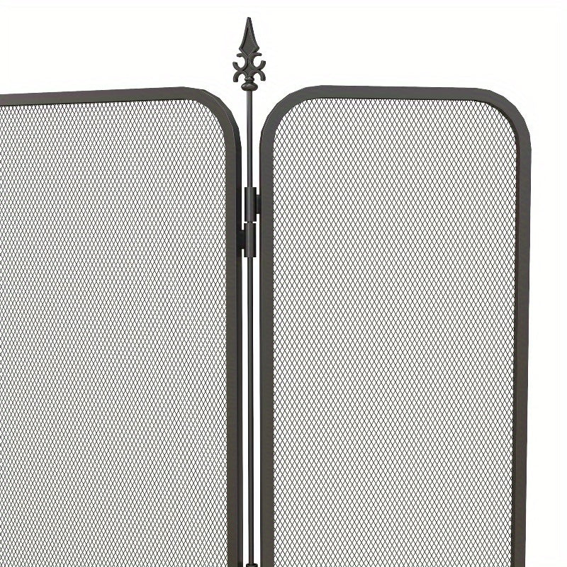 Haardscherm – Openhaard scherm – Vuurhaard beveiliging – Houtkachel afscherming – Glasvuurhaard scherm – Vouwbaar 96x56 cm – Hittebestendige glasdeuren & Mesh Achterpaneel