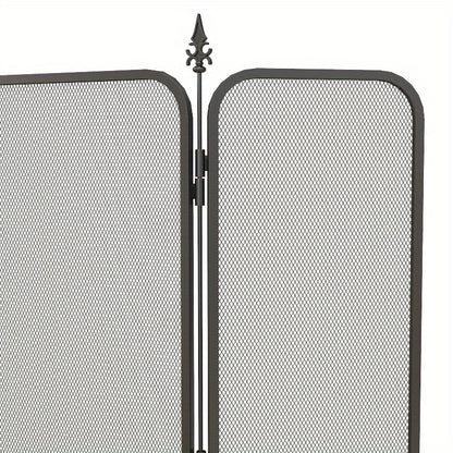 Haardscherm – Openhaard scherm – Vuurhaard beveiliging – Houtkachel afscherming – Glasvuurhaard scherm – Vouwbaar 96x56 cm – Hittebestendige glasdeuren & Mesh Achterpaneel