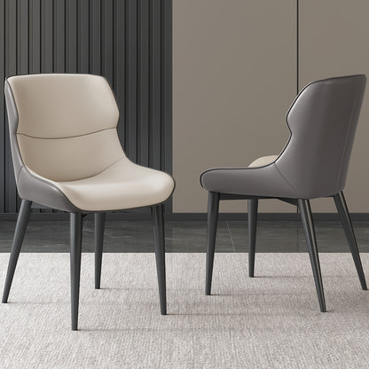 2-Pack Modern PU Leather Dining Chairs with Cushioned Metal Legs - Soft Padded Seats & Backrests, Sturdy Tapered Legs, Easy-Clean Surface, Black & Light Gray Contemporary Kitchen Chairs for Home, Restaurant, Breakfast Nook -