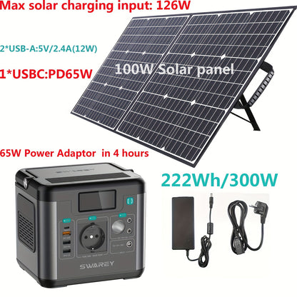 Draagbare Powerstation – Mobiele Generator – Noodstroomvoorziening – Camping Accu – Outdoor Batterij – 300W Puur Sinus Omvormer – 222Wh Lithium Accu