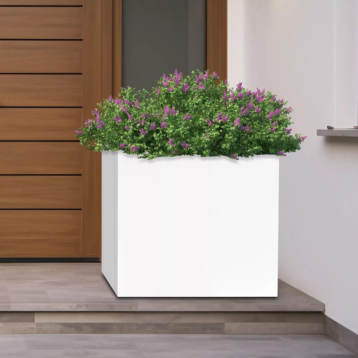 Metalen plantenbak – Plantenbak vierkant – Bloembak – Tuinbak – Plantenpot – Weerbestendig staal – 50,8 x 50,8 x 50,8 cm – Wit
