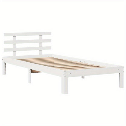 Boekenkastbed – Bed met Opbergruimte – Bed met Planken – Boekenbed – Ruimtebesparend Bed – Bianco – Massief Dennenhout – Matras 90x200 cm