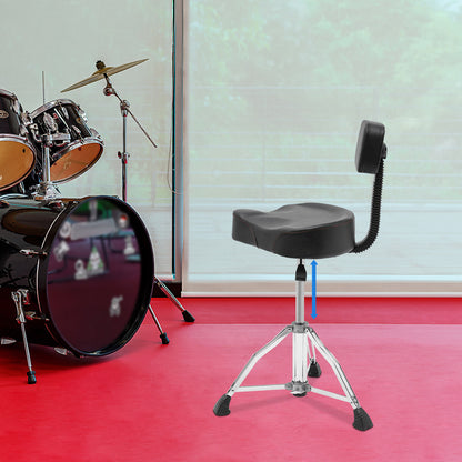 Drumkruk – Drumstoel – Drumstoel Met Rugleuning – Verstelbare Drumstoel – Drumzitting – Verstelbaar 45-60 cm – Memory Foam Zitting – Stevig Tot 120 kg