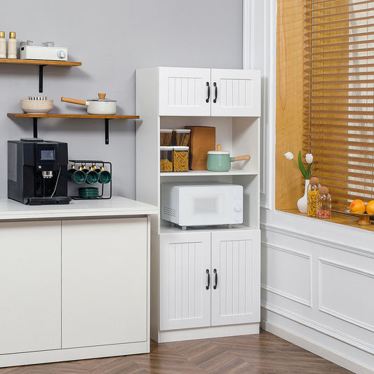 Keukenkast – Hoge Kast – Buffetkast – Opbergkast – Dressoir – Verstelbare Planken – Anti-Kantelbeveiliging – Spaanplaat Wit 70x40x170 cm