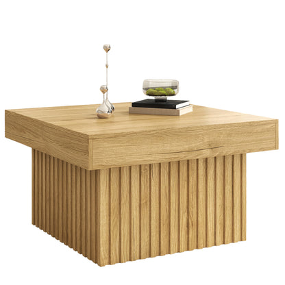Salontafel – Koffietafel – Tafel – Woonkamertafel – Bijzettafel – Beige / Lichtbruin – Met Onderblad – Stevig Metalen Frame – 79x79x46 cm – Modern Minimalistisch Design