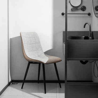 Set of 2 Modern Grey Metal Frame Upholstered Dining Chairs with Foam Cushion - Sturdy Legged, Easy-Clean Surface, Ergonomic Backrest & Armrests, Space-Saving Design for Small Spaces, Multi-Room Use (Durable Metal Frame, Minim