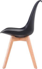 Eetkamer stoelen - Set van 4 - Met Zitvulling Kuipstoel - Tulpen Plastic - Eetkamerstoel - Zwart