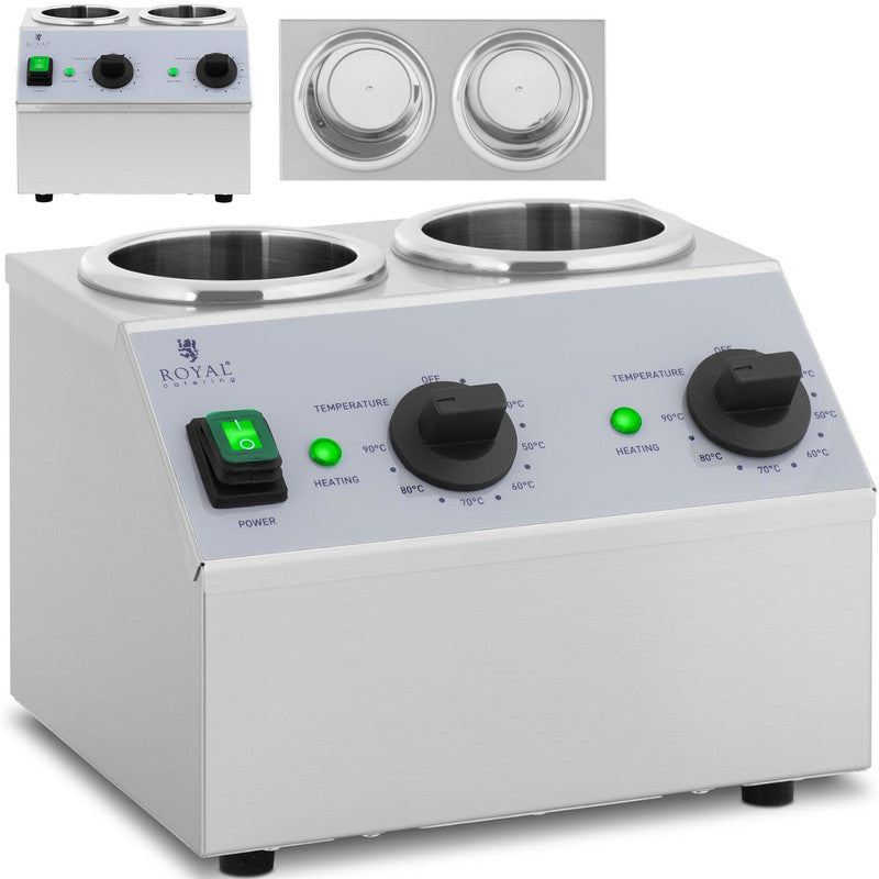 Flessenwarmer – Sauzenwarmer – Dubbele Flessenverwarmer – Warmhoudapparaat – Flessenverwarmer Keuken – 2x1 Liter – RVS Behuizing – Instelbare Temperatuur 40-90°C