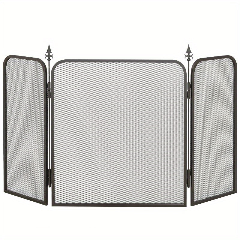 Haardscherm – Openhaard scherm – Vuurhaard beveiliging – Houtkachel afscherming – Glasvuurhaard scherm – Vouwbaar 96x56 cm – Hittebestendige glasdeuren & Mesh Achterpaneel