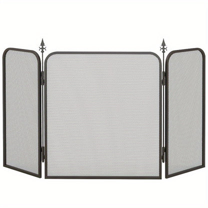 Haardscherm – Openhaard scherm – Vuurhaard beveiliging – Houtkachel afscherming – Glasvuurhaard scherm – Vouwbaar 96x56 cm – Hittebestendige glasdeuren & Mesh Achterpaneel