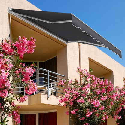 Manual Articulated Arm Awning Awning with Crank, Sun Awning Sun Protection Balcony Awning Patio Awning Clamp Awning for Balcony And Veranda Dark Gray