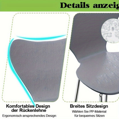 2-Pcs Plastic Eetkamerstoelen – Stapelbare Stoelen – Scandinavische Design Stoelen – Shellvormige Zitting – Lichtgewicht Keukenstoelen – Ruimtebesparend – Gemakkelijk Schoon Te Maken