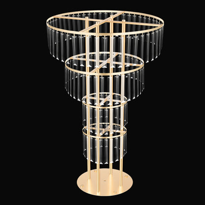 Round Pedestal for Wedding Flowers Adorned with Golden And Crystals