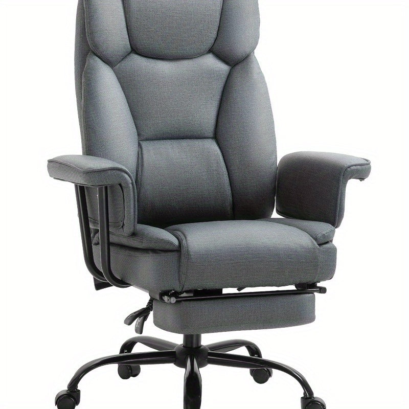 Bureaustoel – Office Chair – Kantoorstoel – Draaistoel – Verstelbare Stoel – Ergonomisch – 150° Kantelbare Rugleuning – Inklapbaar – Grijs – Roestvrijstalen Frame – Max 135 kg