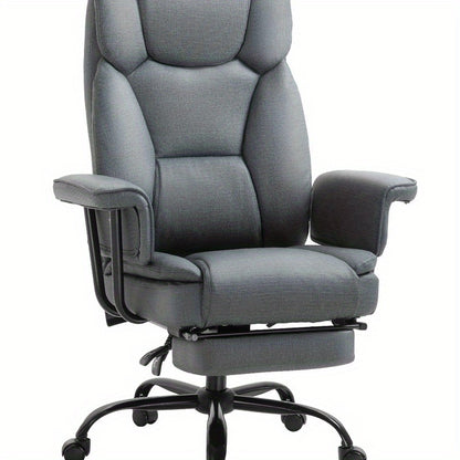 Bureaustoel – Office Chair – Kantoorstoel – Draaistoel – Verstelbare Stoel – Ergonomisch – 150° Kantelbare Rugleuning – Inklapbaar – Grijs – Roestvrijstalen Frame – Max 135 kg