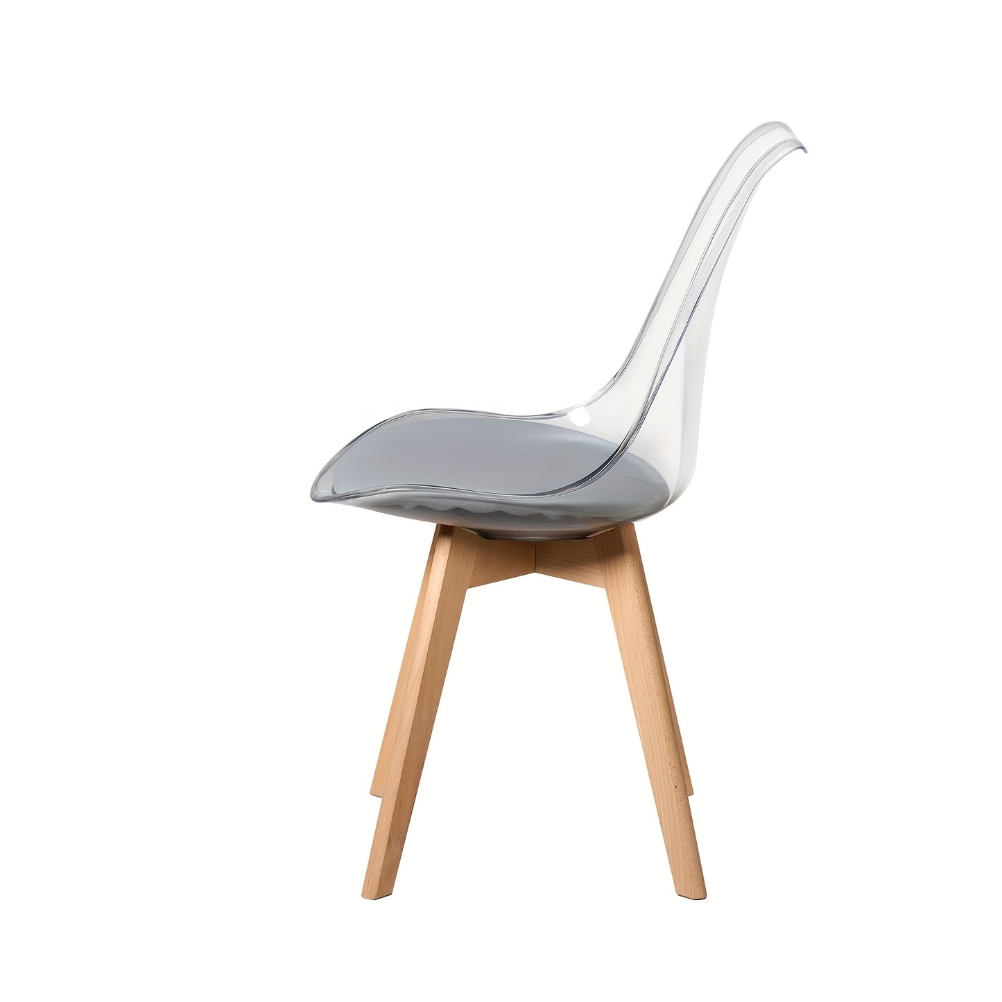 Eetkamerstoel – Stoel – Zithoekstoel – Kuipstoel – Designstoel – Grijs – PU Zitting – Beukenhouten Poten