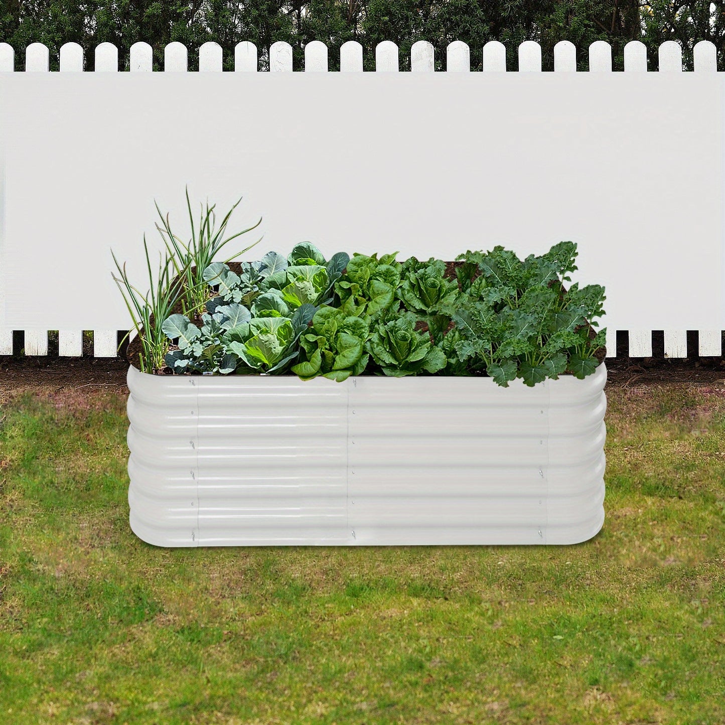 Hoogtebak – Verhoogd Plantenbed – Moestuinbak – Kruidenbak – Bloembak – Wit Metaal – 240x60x43 cm – Duurzaam & Veilig Met Beschermstrips