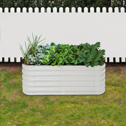Hoogtebak – Verhoogd Plantenbed – Moestuinbak – Kruidenbak – Bloembak – Wit Metaal – 240x60x43 cm – Duurzaam & Veilig Met Beschermstrips