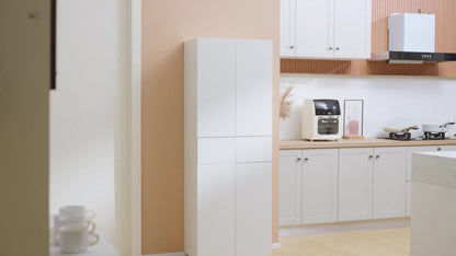 Keukenkast – Buffetkast – Opbergkast – Dressoir – Kast Met Laden – Modern Wit Gelakt – 4 Deuren En 2 Laden – Verstelbare Planken – Hoog 170 Cm