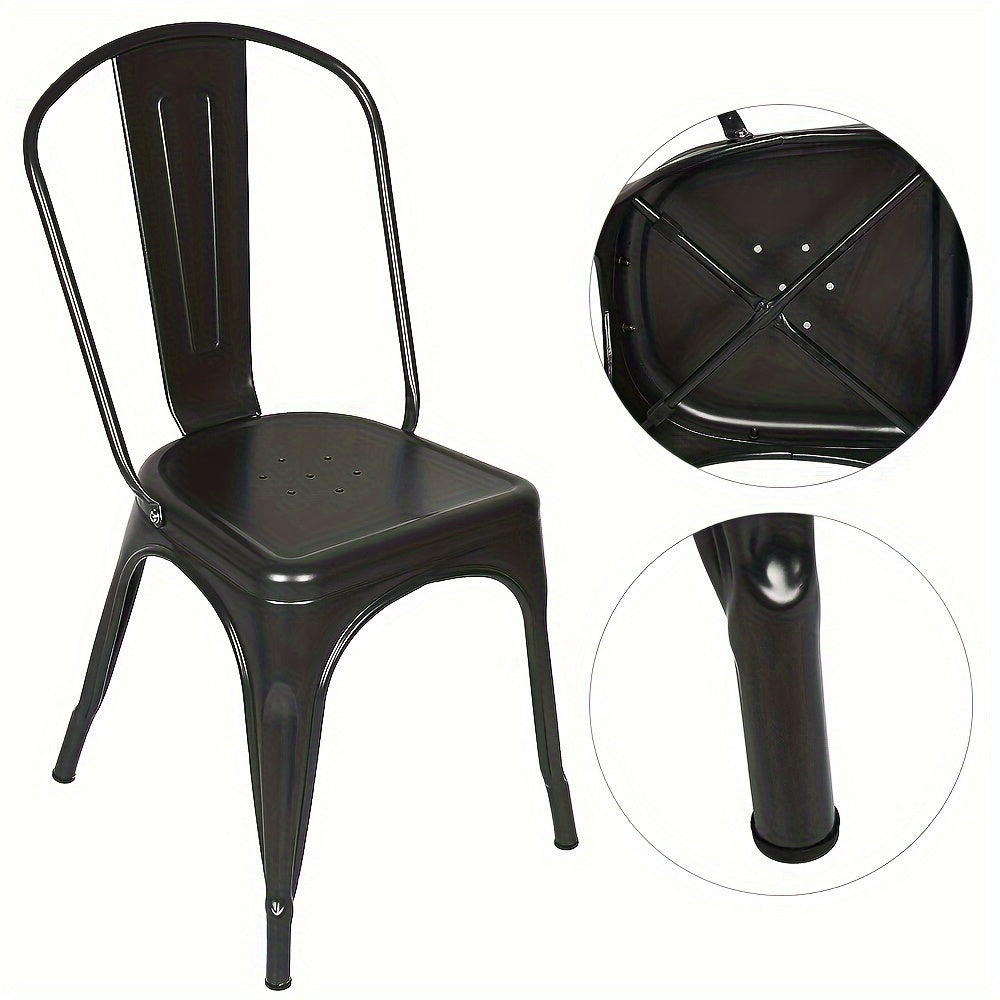 Metal Dining Chairs Set Of 4 Indoor Outdoor Chairs Patio Chairs Kitchen Metal Chairs Seat Height Restaurant Chair Metal Stackable Chair Bar Chairs Black