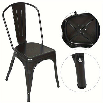 Metal Dining Chairs Set Of 4 Indoor Outdoor Chairs Patio Chairs Kitchen Metal Chairs Seat Height Restaurant Chair Metal Stackable Chair Bar Chairs Black