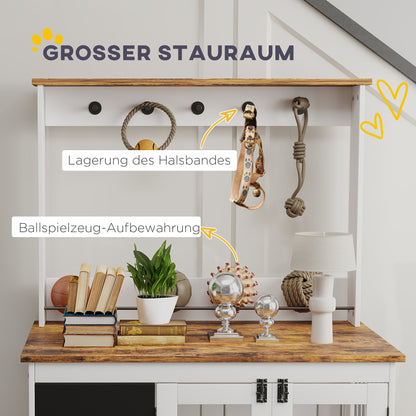 Hondenbench – Hondenkooi – Hondenhok – Doggy Kennel – Hondenren – Grote Hond Tot 30 kg – Opbergplank Met Speelplek – Wit