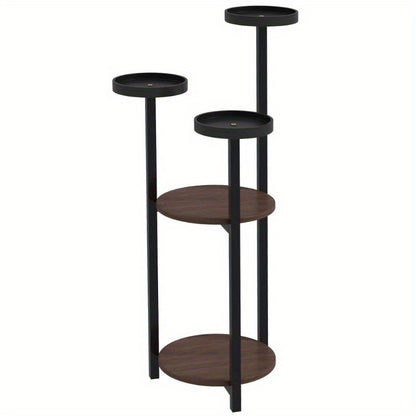Plantenstandaard – Plantenrek – Plantenhouder – Plantenetagère – Plantenmeubel – 5-Laags – Metalen Frame – Houten Planken