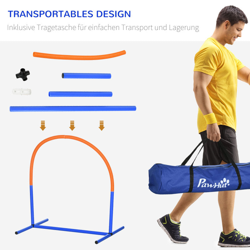 Hunde Agility Training Set 4-Teilig Mit Tragetasche Blau Orange 88 X 64