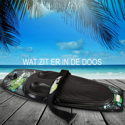 Watersport Kneeboard – Knieboard – Bodyboard – Waterskia Board – Kneesurfboard – Zwart/Groen – Lichtgewicht & Waterbestendig – Verstelbare Veiligheidsband