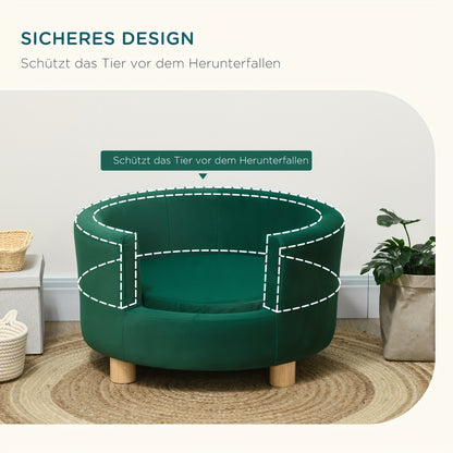 Hondenmand – Hondenbed – Hondenkussen – Dierenmand – Ligmand – Rond Model – Nylon Met Katoenen Vulling – 65x64x37 cm – Met Houten Poten