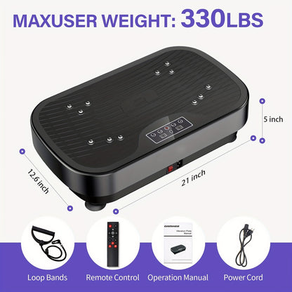 Trilmachine – Vibratieplaat – Fitnessplaat – Trillingsapparaat – Vibroplaat – 9 Automatische Programma’s – Max. Draagvermogen 150 kg – Stil Motor – Inclusief Afstandsbediening & Trainingsband